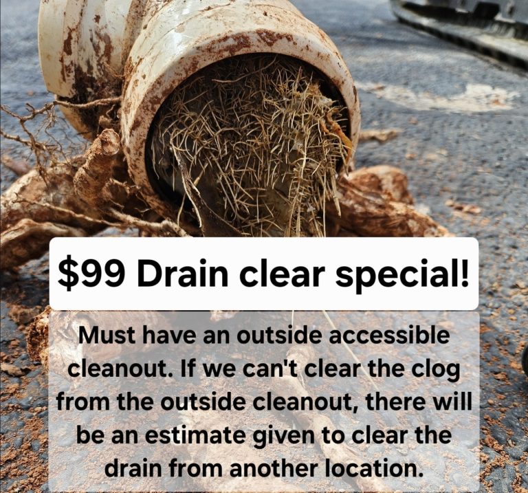 $99 drain clear special.